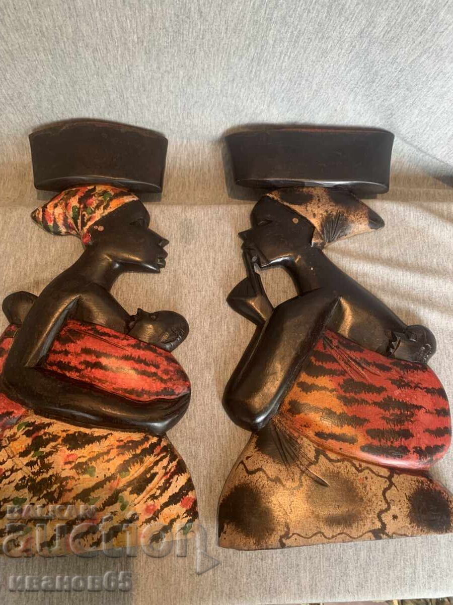 African wooden figures wall decorations