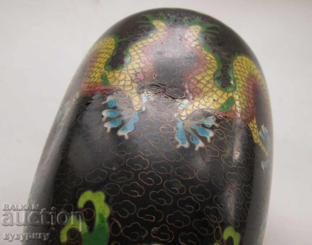 Vază chinezească din bronz emailat celular veche de secolul 19 - 5 Vază chinezească din bronz emailat celular veche de secolul 19 - 5