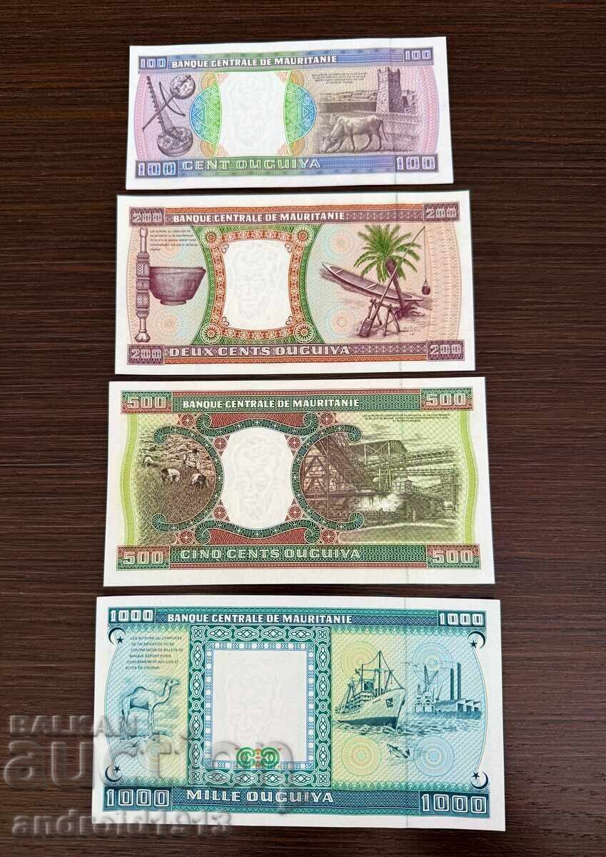 MAURITANIA SET - 100-200-500-1000 OUGUYA 1989-2022, UNC