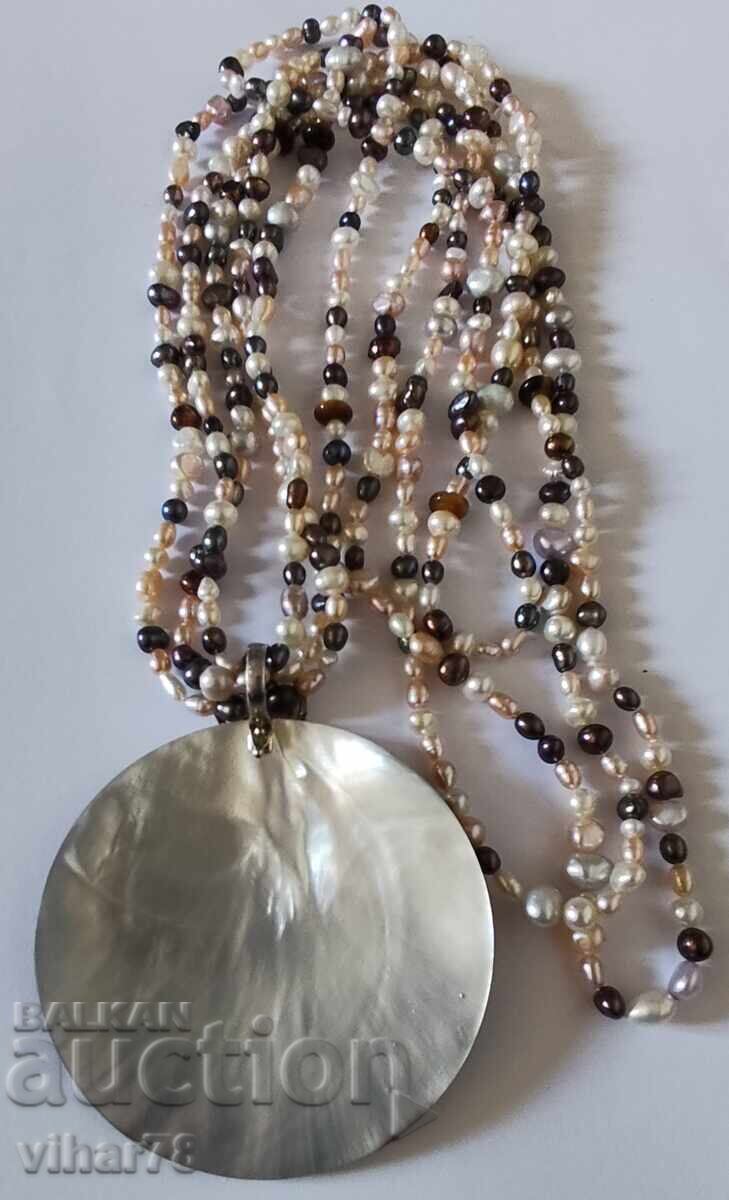 Colier-guler cu sidef mare și perle - 6 Colier-guler cu sidef mare și perle - 6