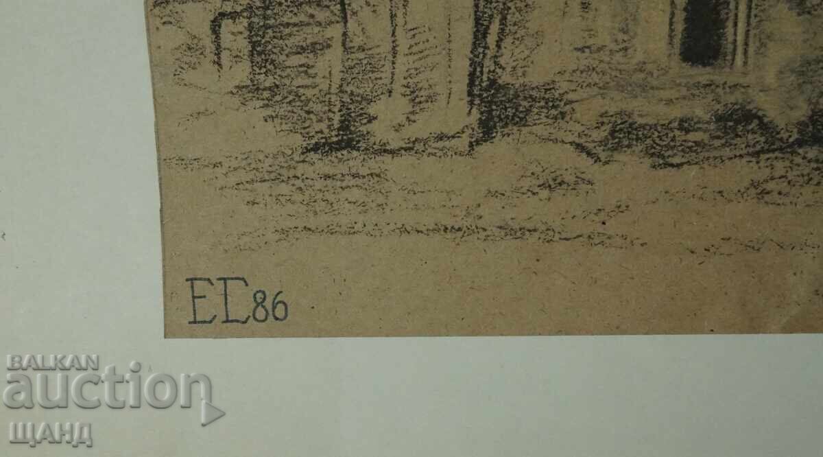 Auction  1986 Masterful Drawing Monastery Sergey Elstarov