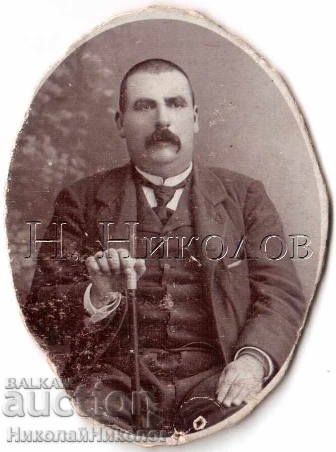 1906 SMALL OLD PHOTO CARD, ELEGANT MAN IN STUDIO D831