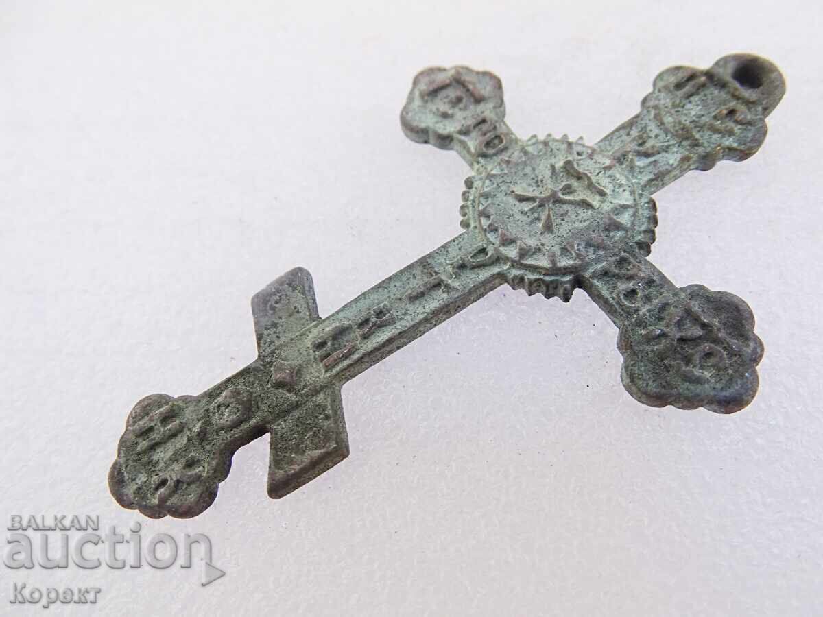 Crucea georgiană rusă de bronz veche - 5