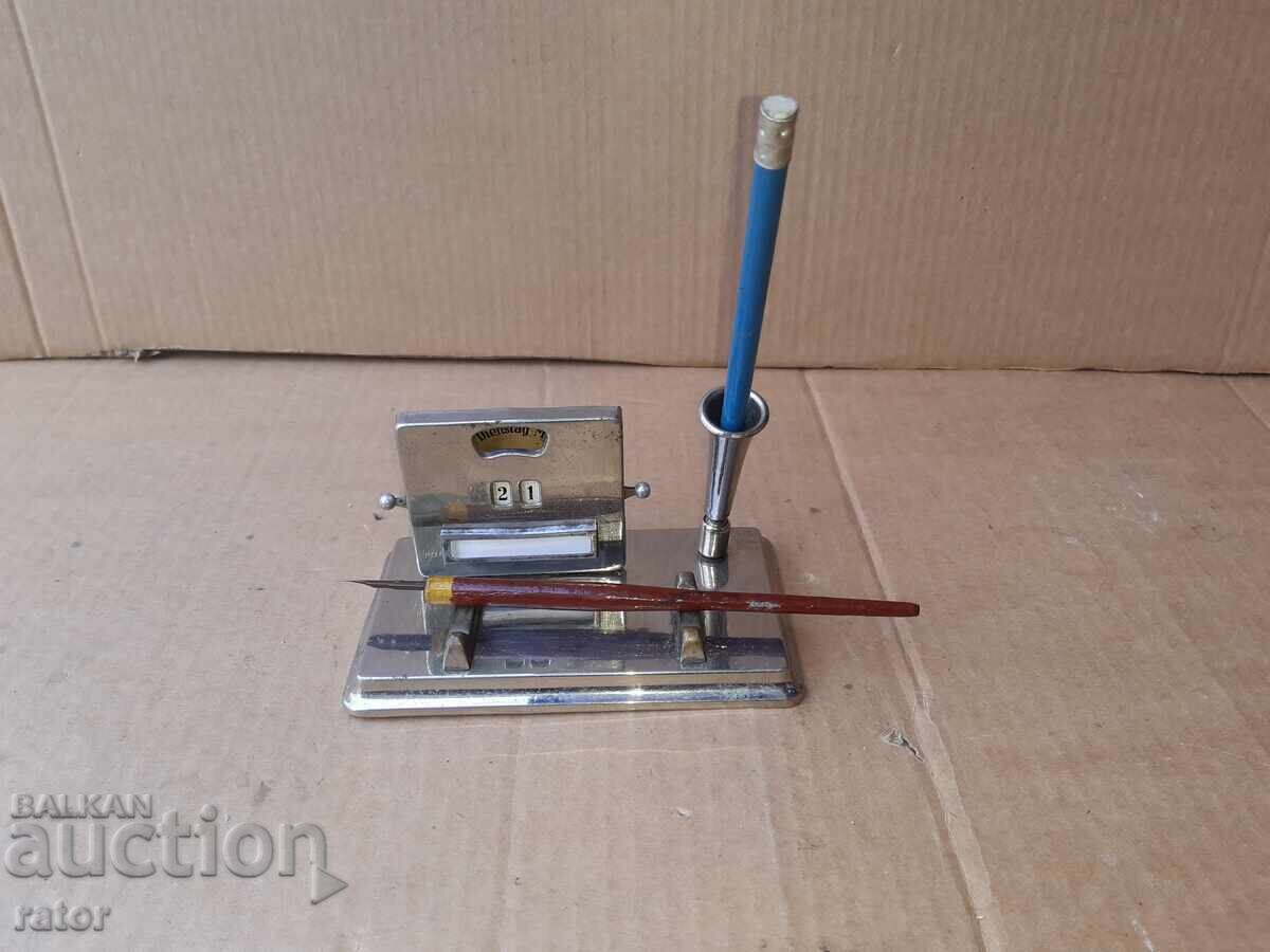 Παλαιός μεταλλικός επιτραπέζιος ημεροδείκτης, ημερολόγιο Γερμανίας DRGM