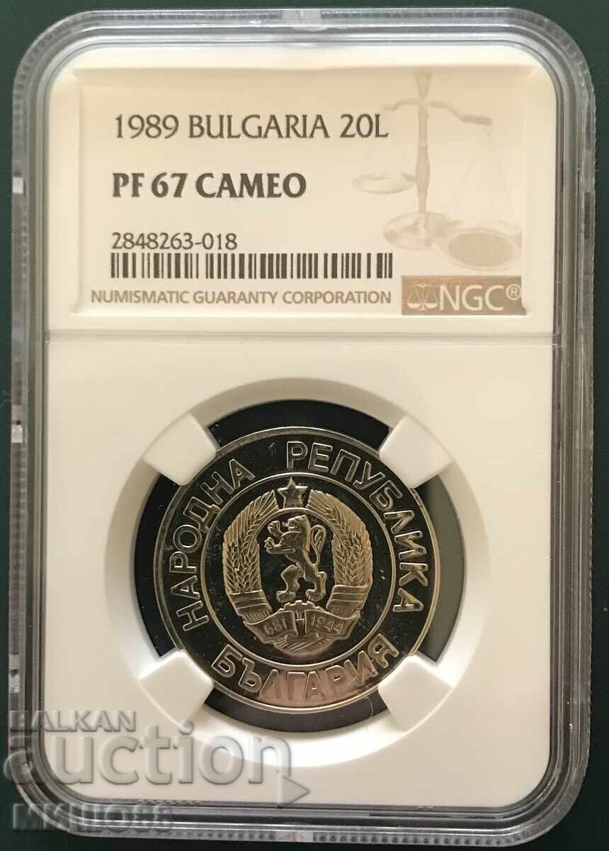 20 leva 1989 g. PF 67 CAMEO. NGC