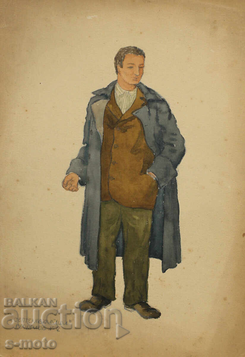 Licitație José Sancha (1908 - 1994) pictură acuarelă scenografie 1954 Licitație José Sancha (1908 - 1994) pictură acuarelă scenografie 1954