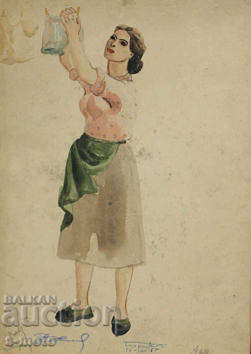 Auction José Sancha (1908 - 1994) watercolor painting scenography 1956 Auction José Sancha (1908 - 1994) watercolor painting scenography 1956