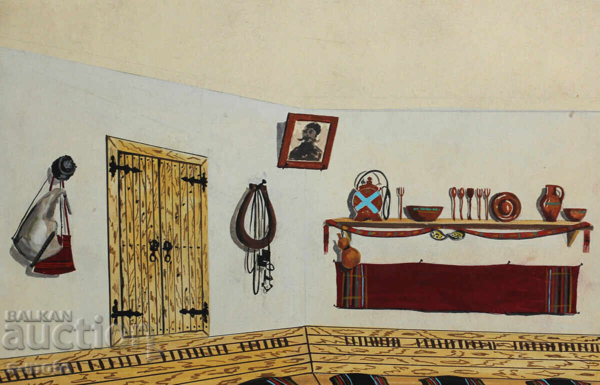 Картина гваш сценография интериор Асен папазов с цена 200.00 лв. | € 102.26