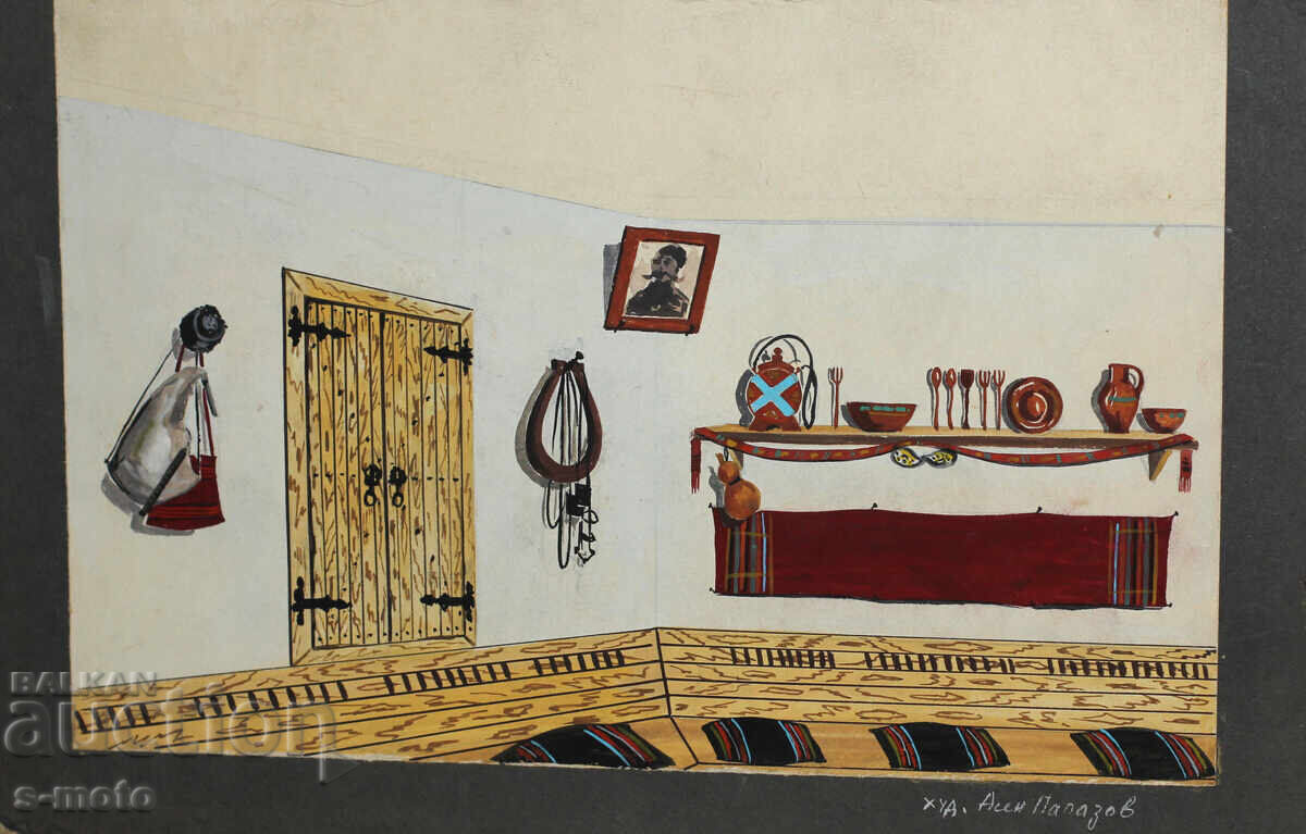 Аукцион Картина гваш сценография интериор Асен папазов