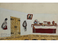 Tablou guașă scenografie interior Asen Papazov