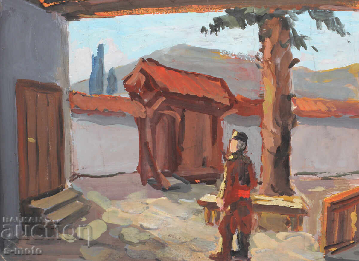 Πίνακας γκουάς αγροτική αυλή - 5 Πίνακας γκουάς αγροτική αυλή - 5