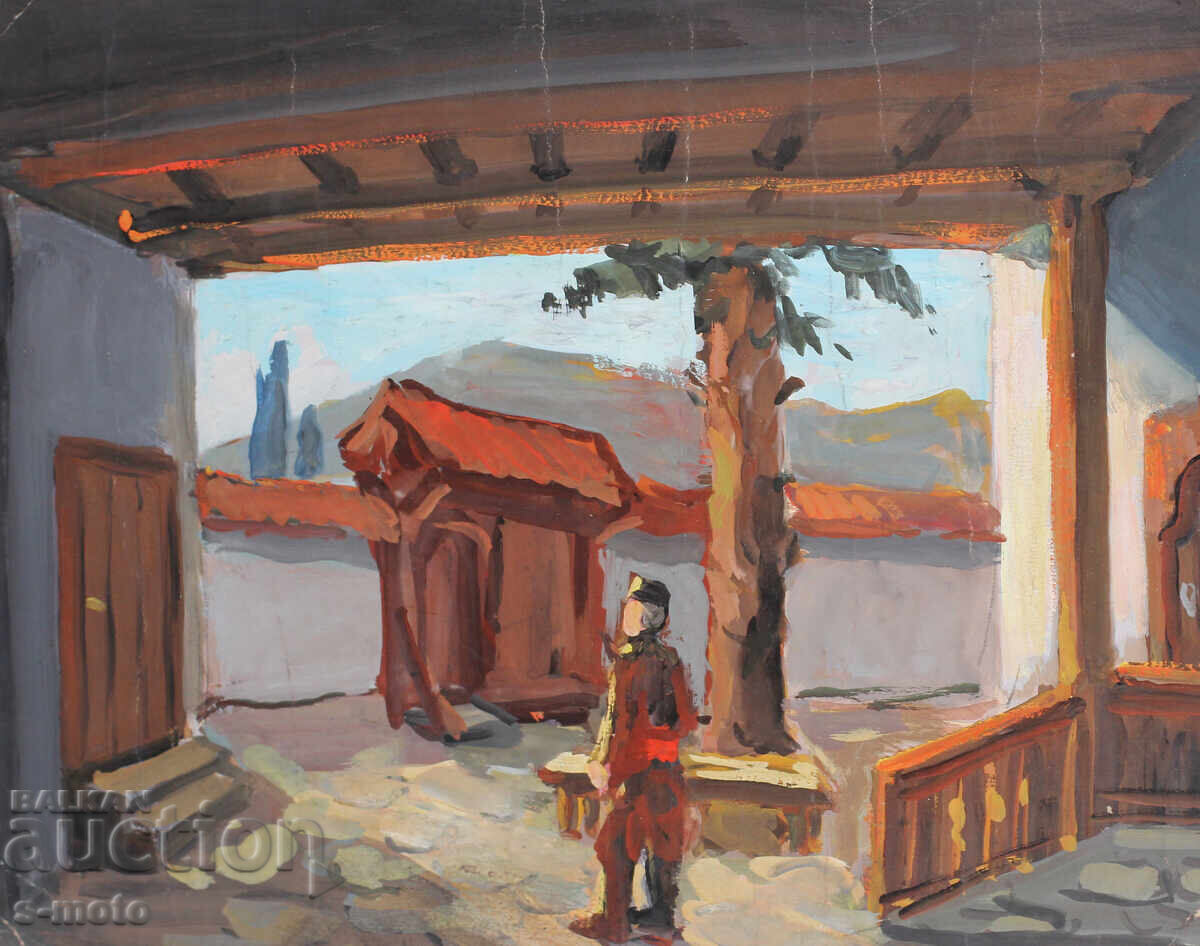 Πίνακας γκουάς αγροτική αυλή Πίνακας γκουάς αγροτική αυλή