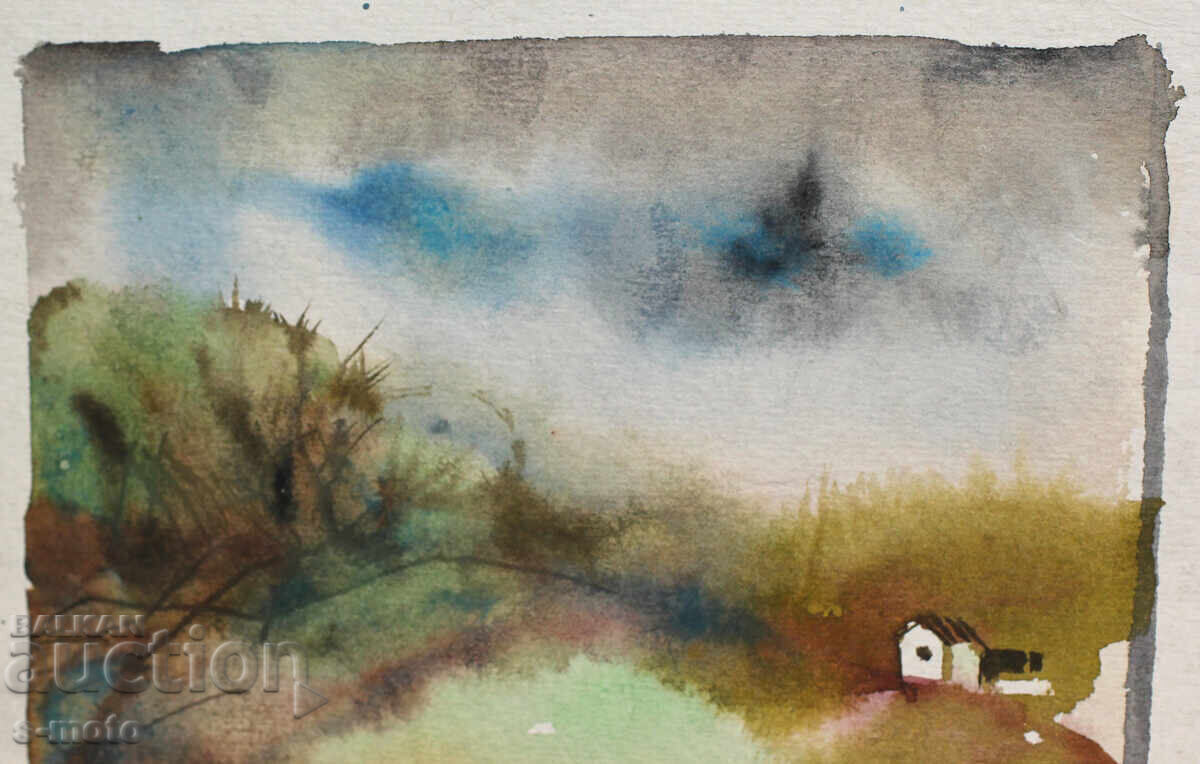 Παράδοση Παλιός πίνακας ακουαρέλα τοπίο