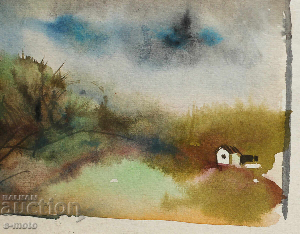 Παλιός πίνακας ακουαρέλα τοπίο - 5