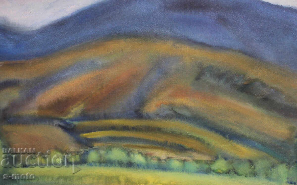 Стара картина акварел градски пейзаж - 7