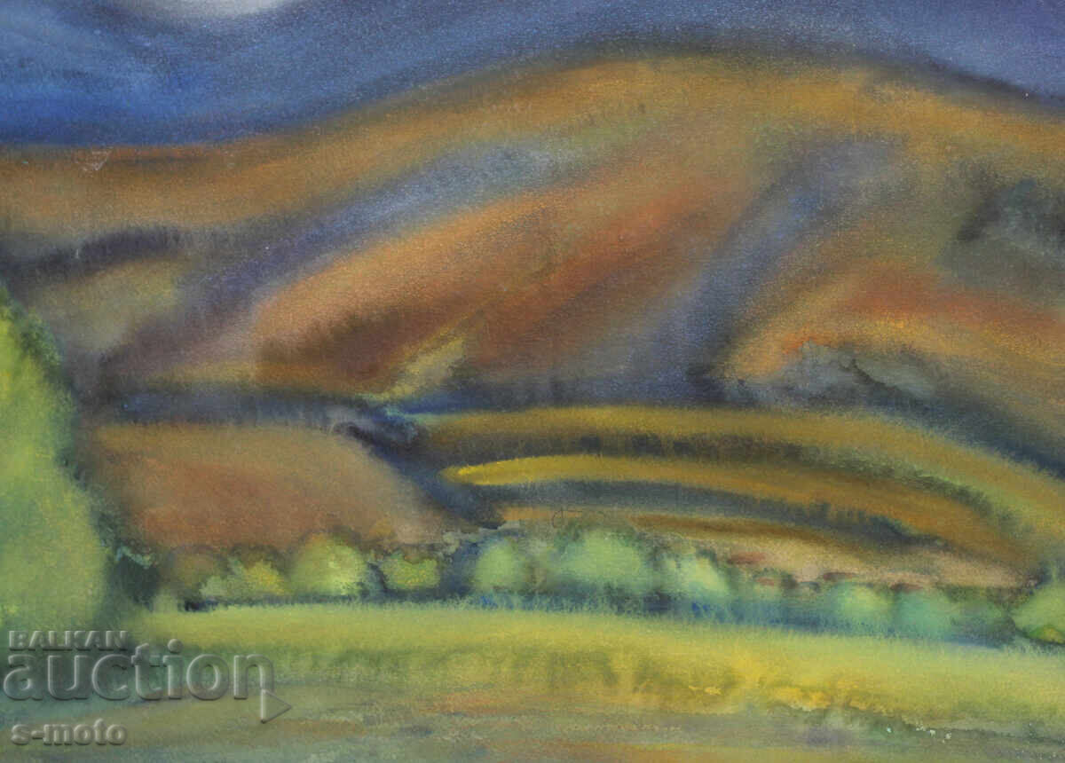 Стара картина акварел градски пейзаж