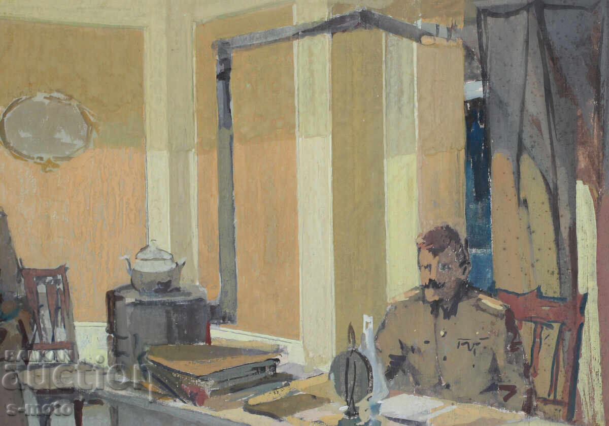 Pictură veche cu guașă - 5