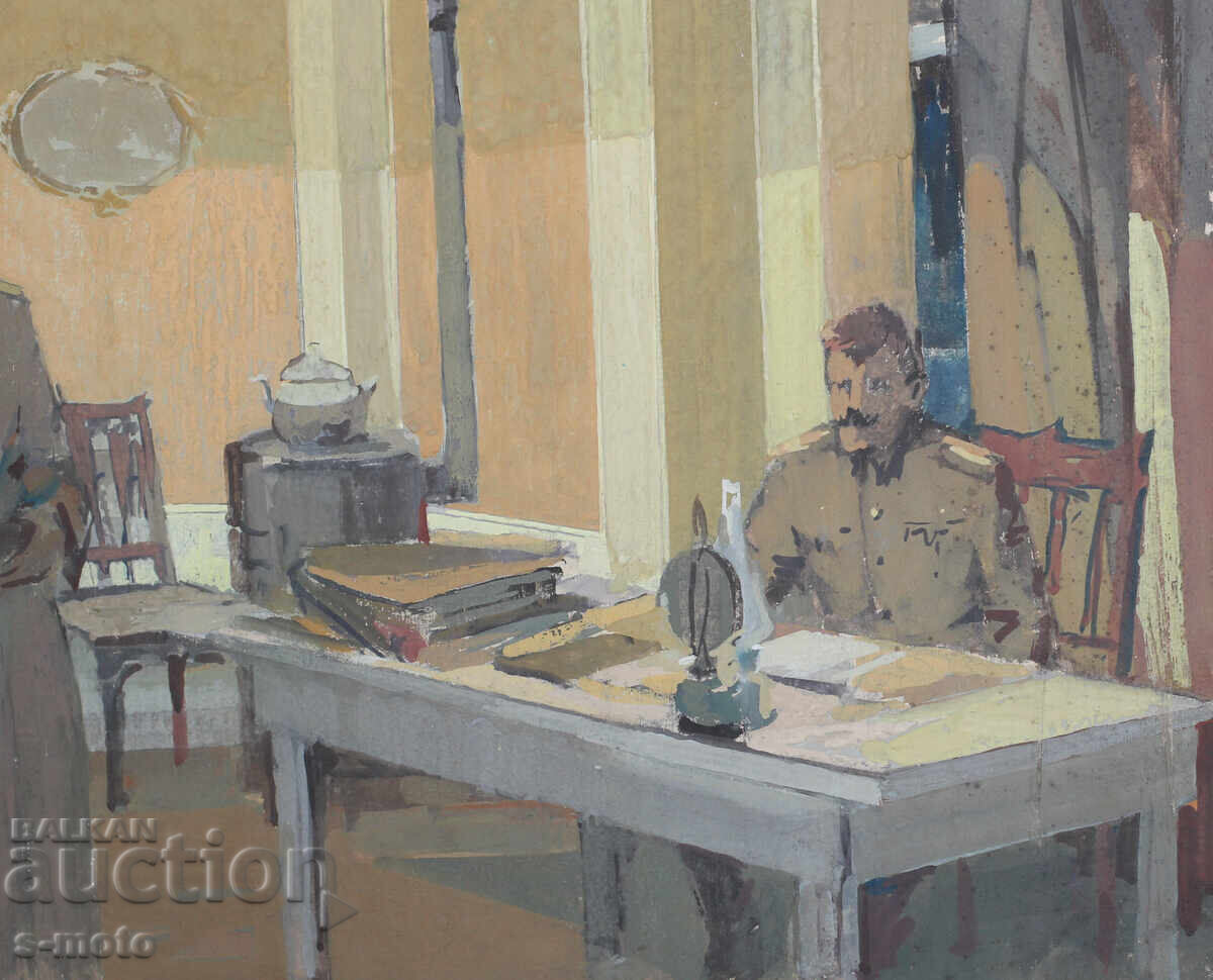 Pictură veche cu guașă - 6