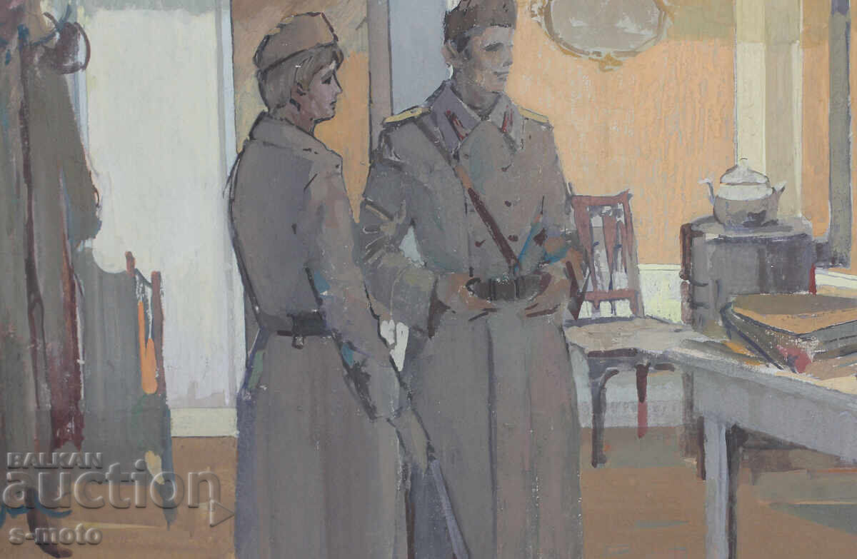 Pictură veche cu guașă - 7