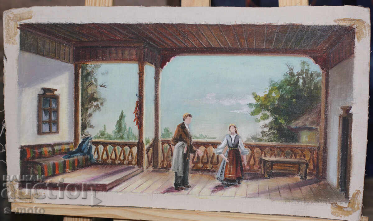 Δημοπρασία Παλιός πίνακας ελαιογραφίας αγροτικού τοπίου