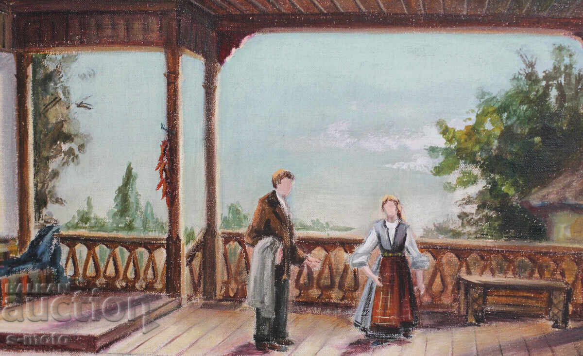 Παλιός πίνακας ελαιογραφίας αγροτικού τοπίου - 7