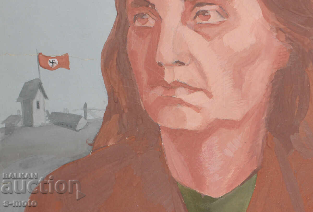 Стара картина гваш портрет - 6