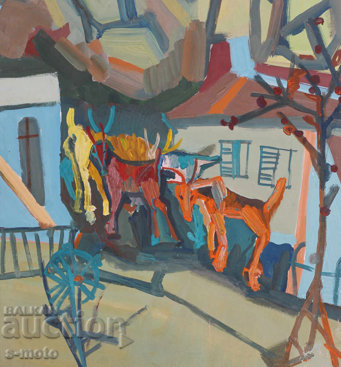 Δημοπρασία Πίνακας γκουάς τέλη 20ου αιώνα αφηρημένη σύνθεση