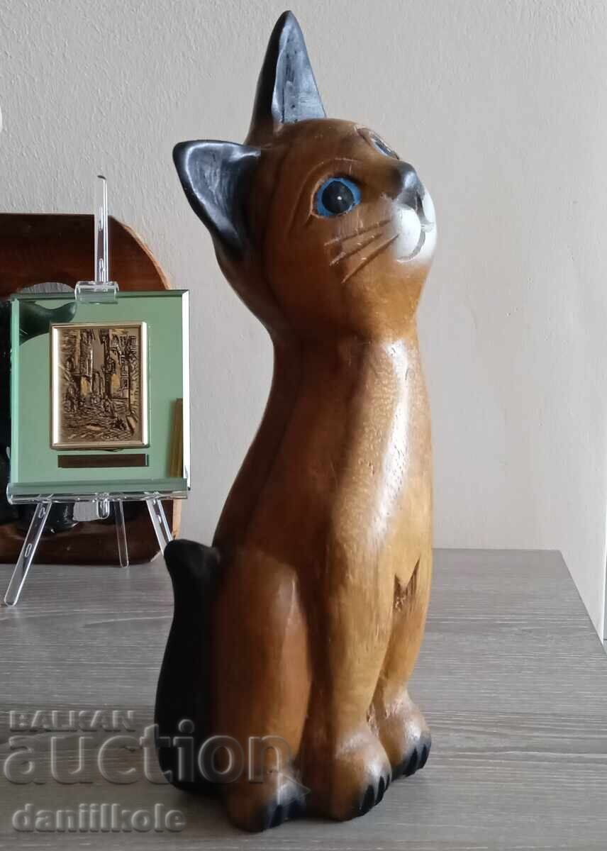 *$*Y*$* WOODEN CAT FIGURE 27 CM HANDMADE *$*Y*$* with price 29.14 BGN | € 14.90