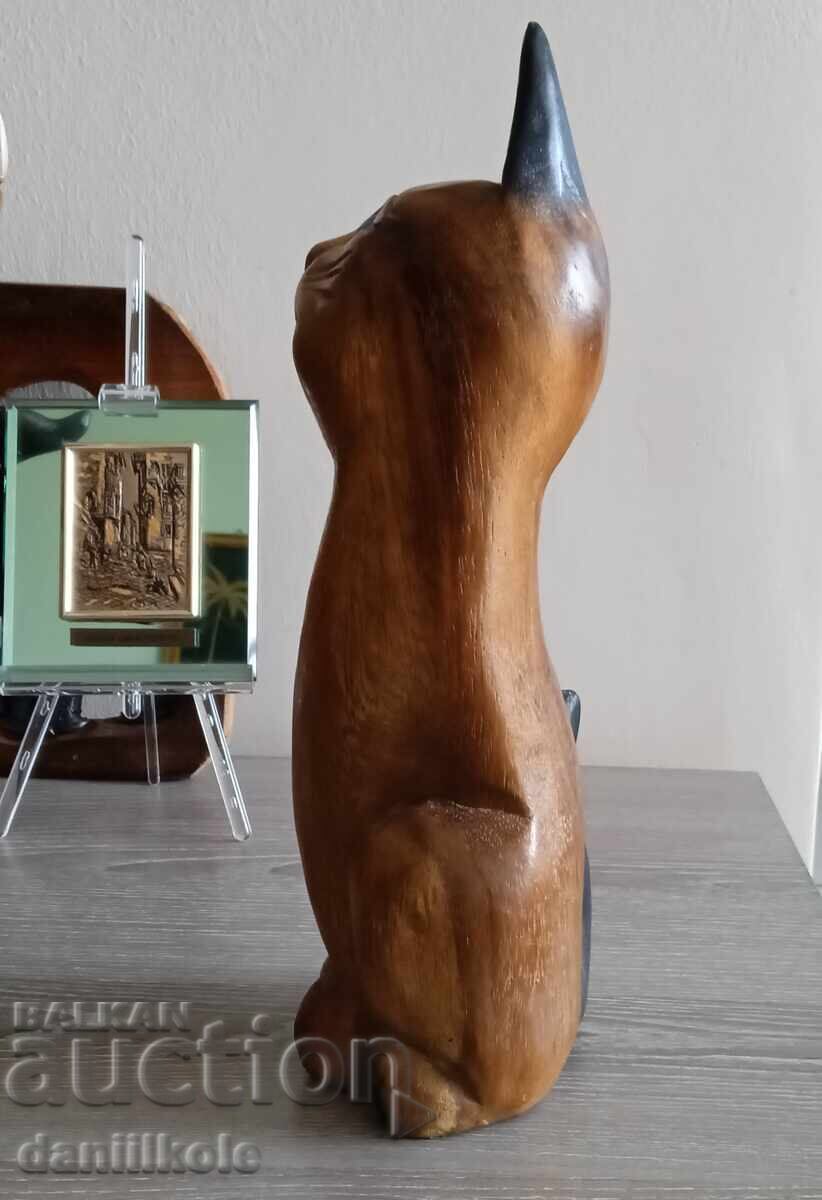 *$*Y*$* WOODEN CAT FIGURE 27 CM HANDMADE *$*Y*$* - 5