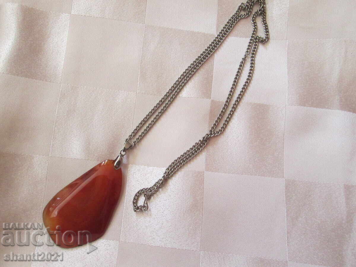 Γυναικείο κολιέ με μεγάλο μενταγιόν από Καρνεόλιο - 5