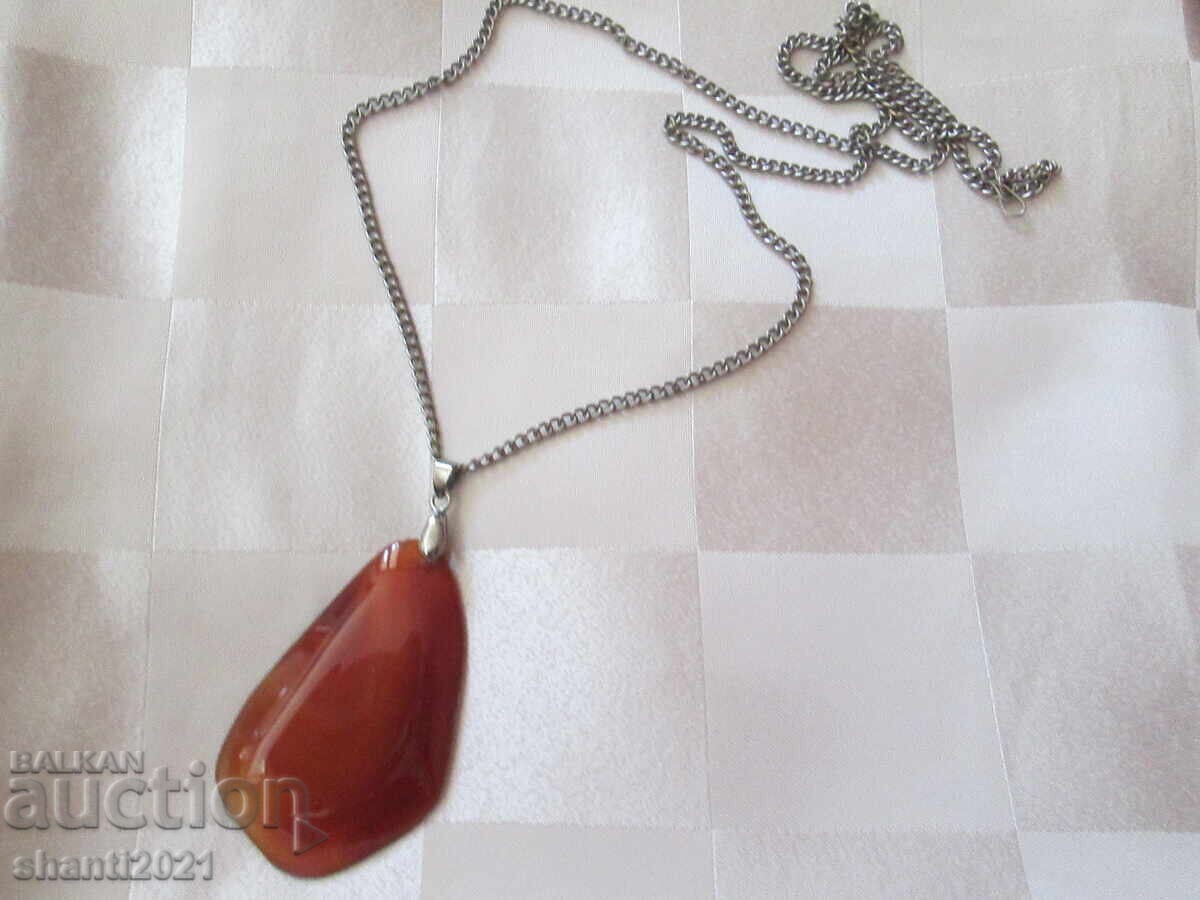 Γυναικείο κολιέ με μεγάλο μενταγιόν από Καρνεόλιο - 6