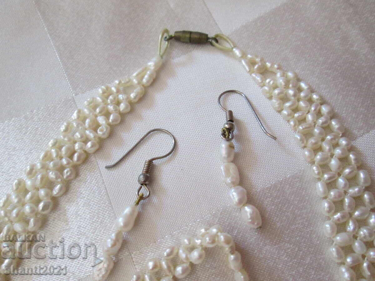 Παράδοση Όμορφο Σετ Φυσικών Μαργαριταριών - Κολιέ, Βραχιόλι, Σκουλαρίκια