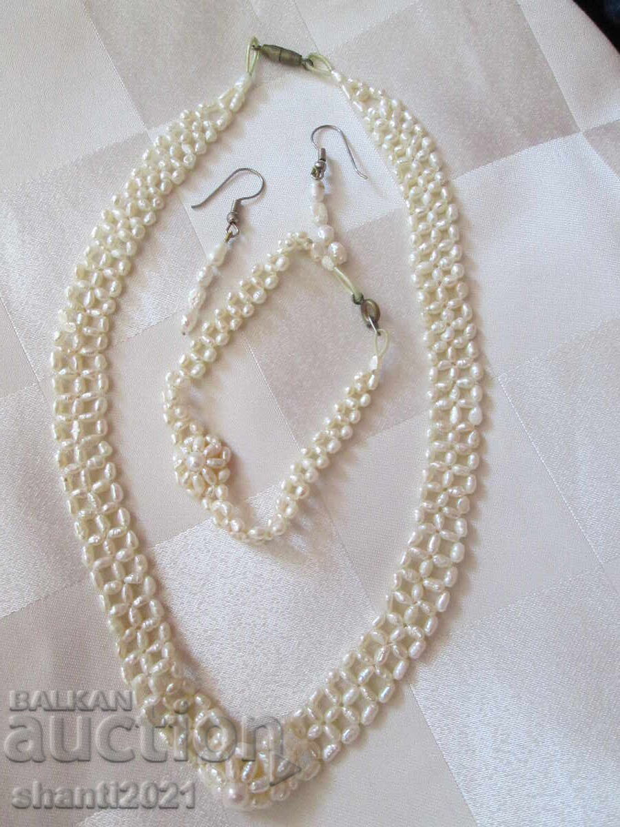 Όμορφο Σετ Φυσικών Μαργαριταριών - Κολιέ, Βραχιόλι, Σκουλαρίκια - 6