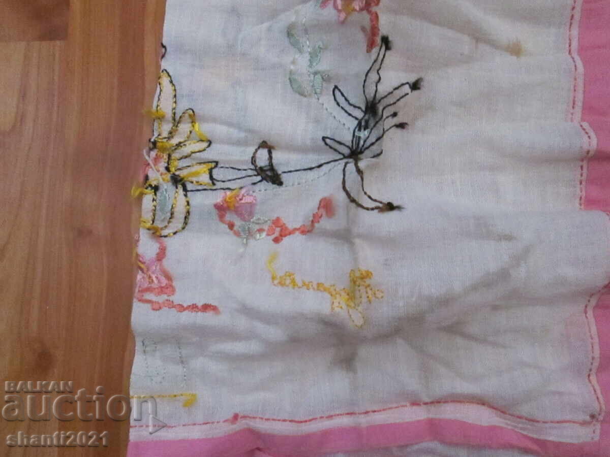 1927 hand-embroidered square, tablecloth-kenar, silk threads - 5