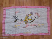 1927 hand-embroidered square, tablecloth-kenar, silk threads