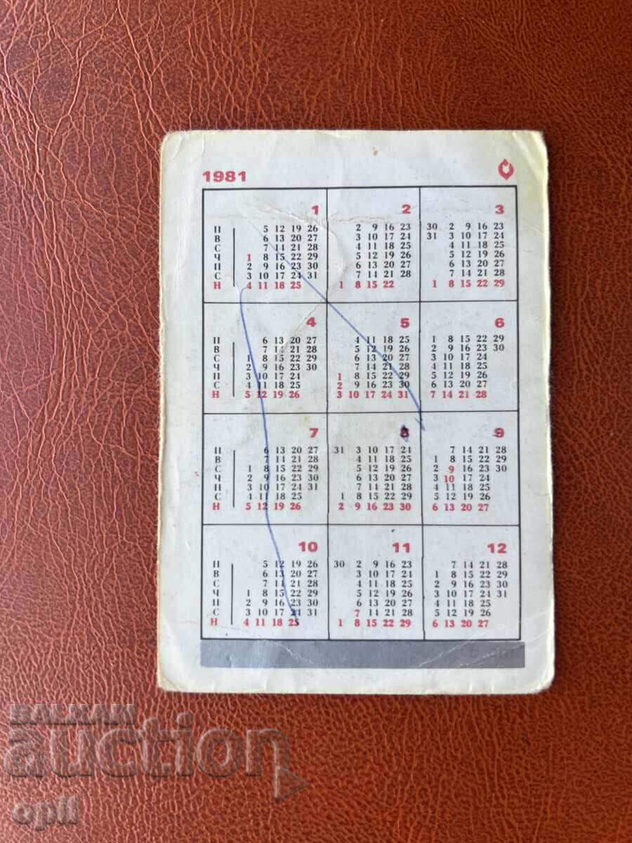 Календарче  ДЗИ  1981 с цена 0.10 лв. | € 0.05