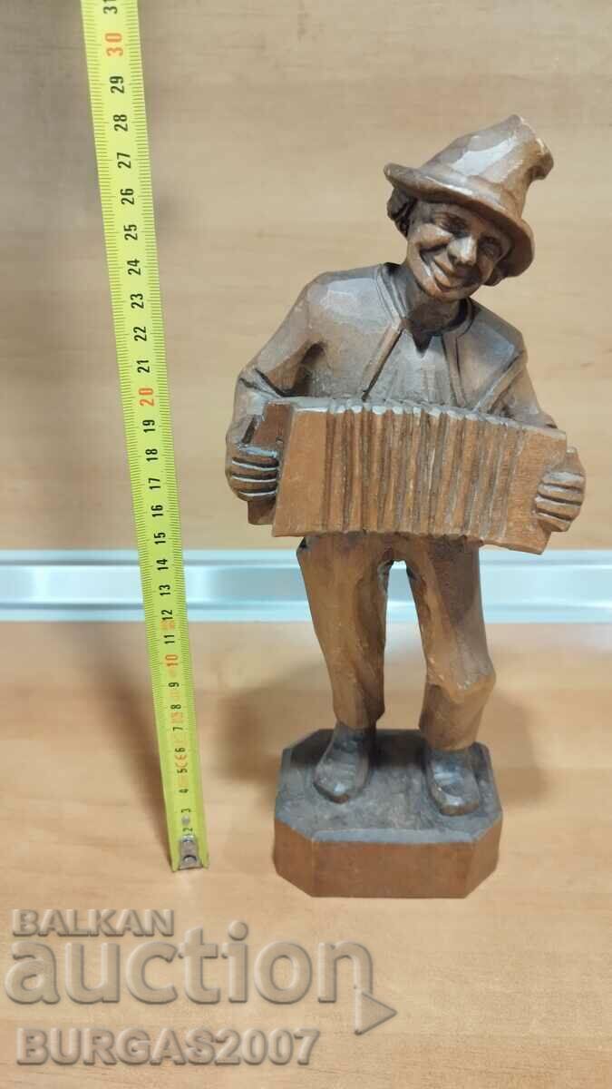Old wooden figure, musician with accordion, 29 cm. with price 110.00 BGN | € 56.24 Old wooden figure, musician with accordion, 29 cm. with price 110.00 BGN | € 56.24