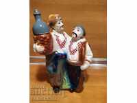 Old porcelain figure, bottle, Cossacks