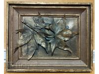 Old metal picture, sheet, signed Al.C.