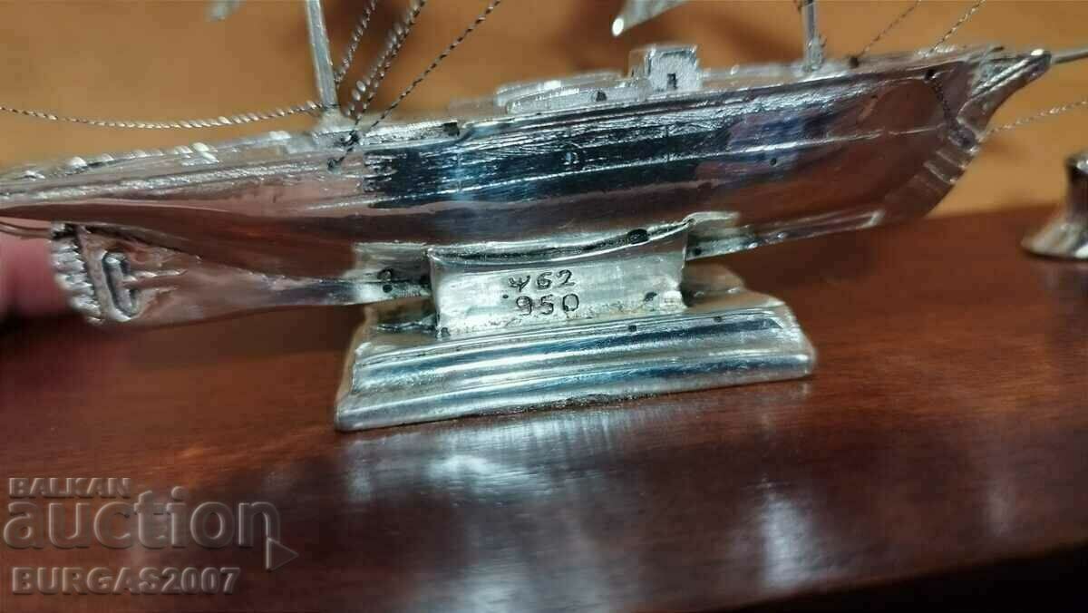 Delivery of Old silver ship, sailing vessel, marked 950