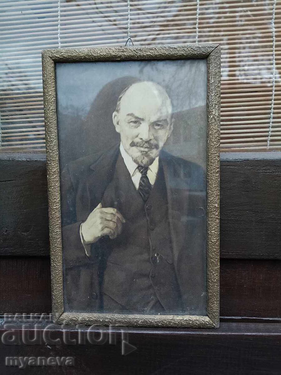 Λένιν, παλιά φωτογραφία από την ΣΟΣΙΑΛΙΣΜΟ σε ξύλινο πλαίσιο