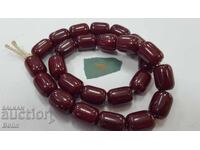 Mătănie originală din chihlimbar 25 de mărgele + șirag 63,4 gr