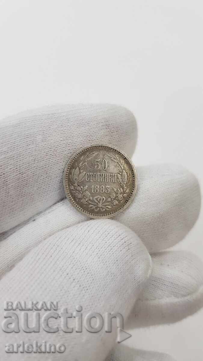 Auction Collectible Silver Coin 50 Stotinki 1883 Auction Collectible Silver Coin 50 Stotinki 1883