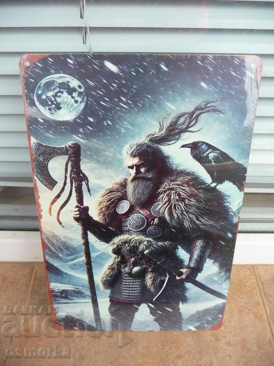 Metal sign various Viking wars axe sword raven moon north Metal sign various Viking wars axe sword raven moon north