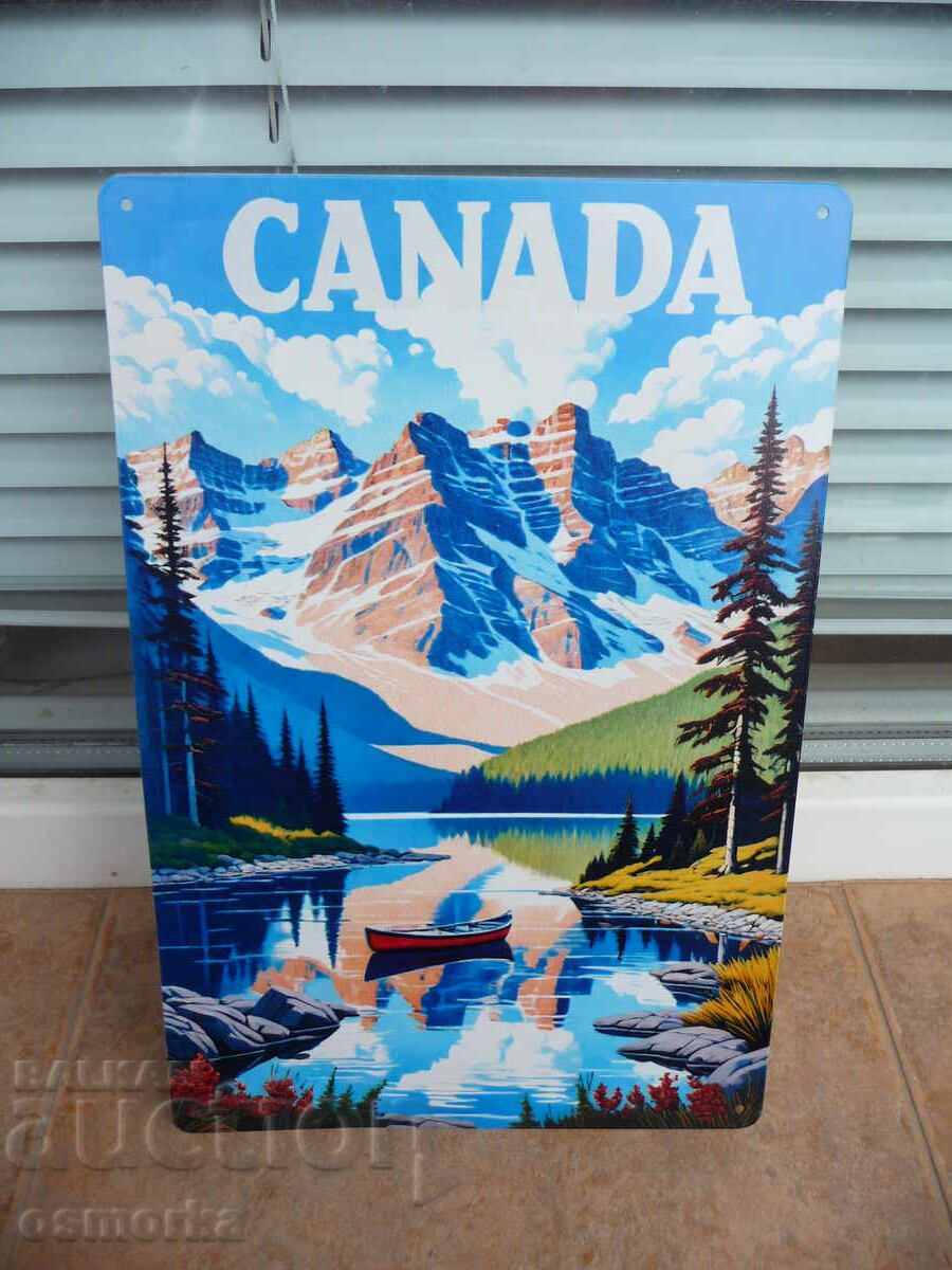 Metal sign various Canada mountains lakes nature landscape boat Metal sign various Canada mountains lakes nature landscape boat