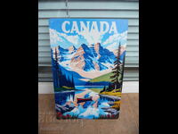 Placă metalică diverse Canada munți lacuri natură peisaj barcă