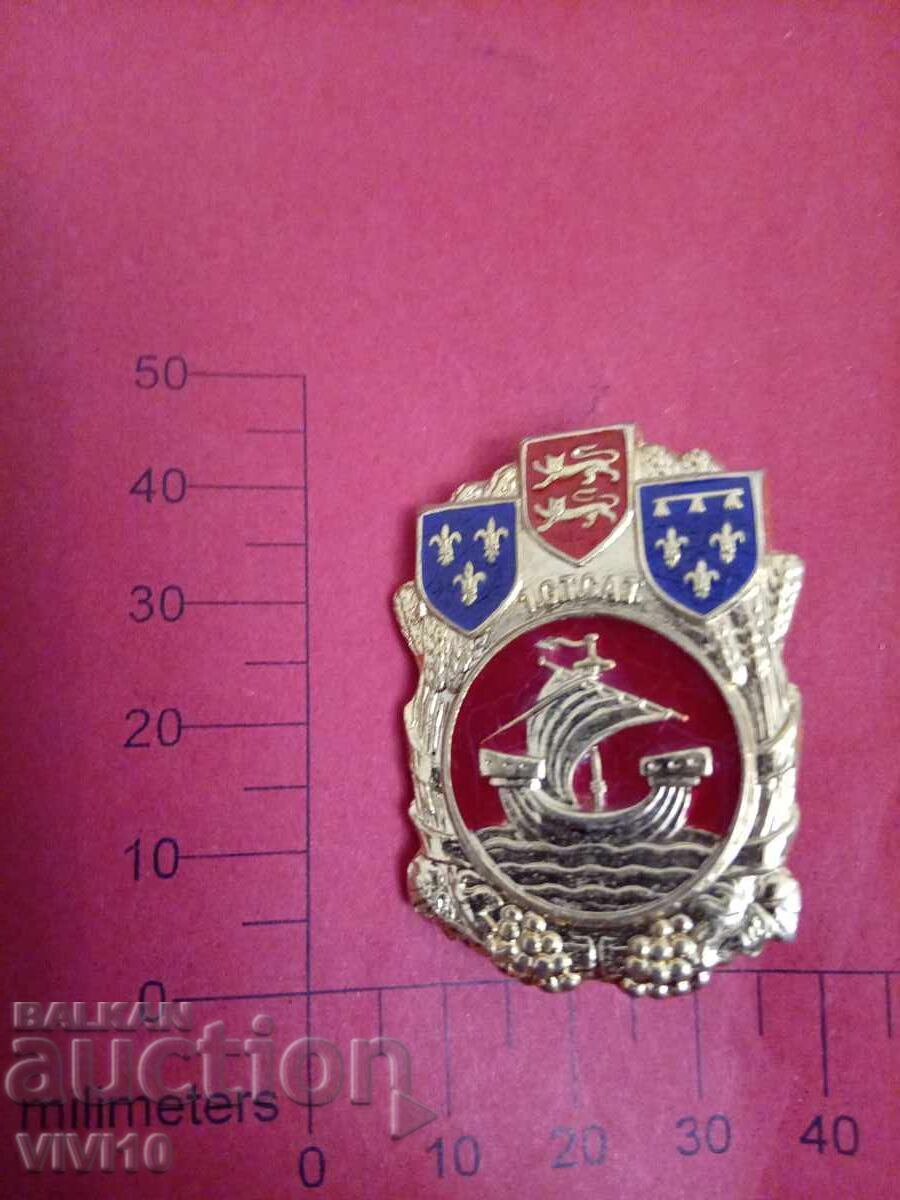 Antique badge France, enamel, Gold plating