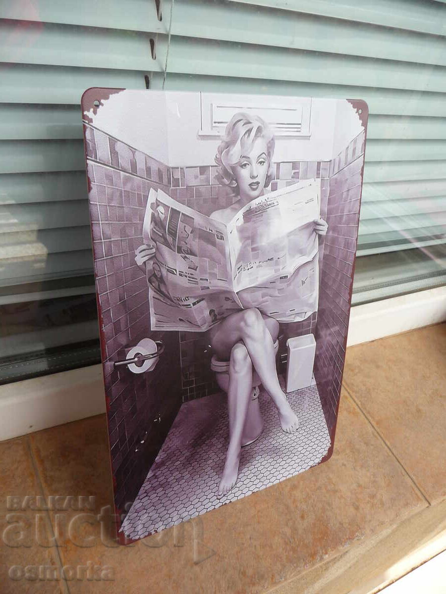 Metal sign, movie Marilyn Monroe reading newspaper, toilet humor with price 18.00 BGN | € 9.20 Metal sign, movie Marilyn Monroe reading newspaper, toilet humor with price 18.00 BGN | € 9.20