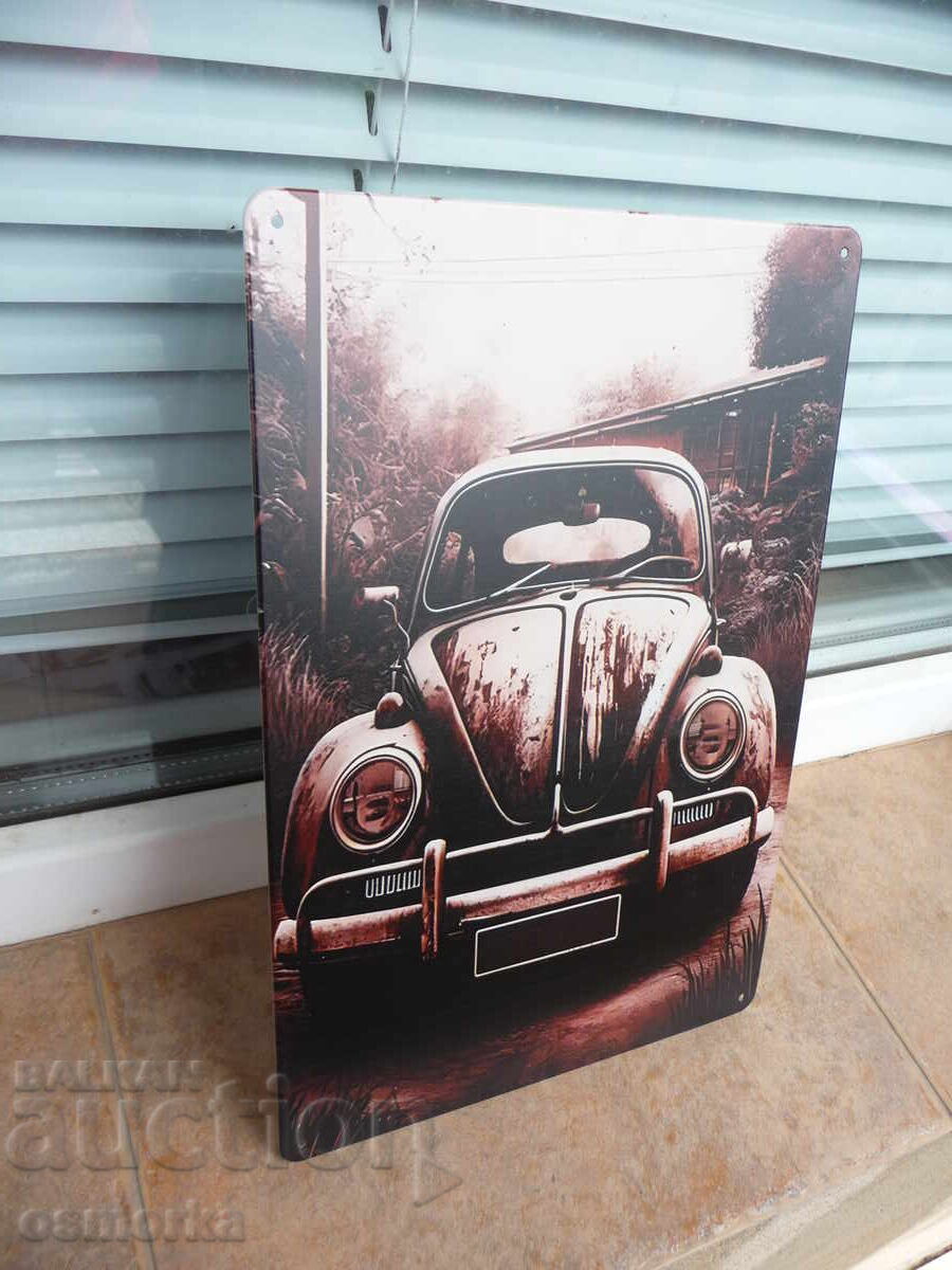 Plăcuță metalică mașină volkswagen beetle retro veche decorațiune cu preț 18.00 BGN | € 9.20 Plăcuță metalică mașină volkswagen beetle retro veche decorațiune cu preț 18.00 BGN | € 9.20