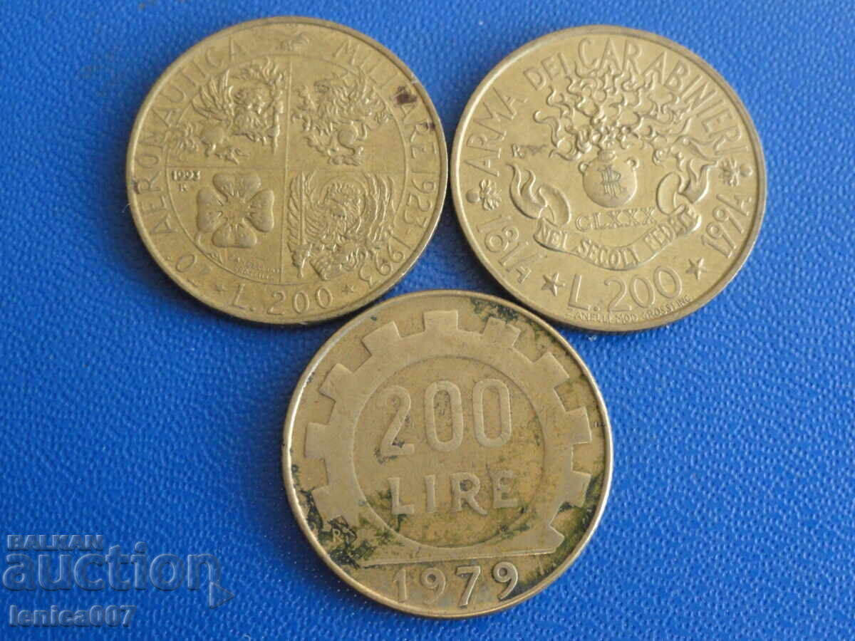 Auction  Italy - 200 Lire (3 pieces)